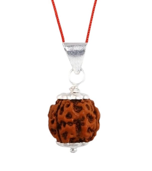 5 Mukhi Rudraksha Original Certified Nepali 5 Mukhi Rudraksha Nepali Five Face Rudraksha 5 मुखी रुद्राक्ष ओरिजिनल Round Prayer Bead Panchmukhi Rudraksha Small size Silver Pendant For Unisex