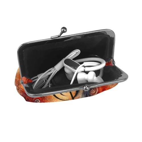 Pu Leather Buckle Coin Purse Abstract-Music-Art Girls Kiss-Lock Change Purse Wallets4