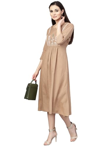 Image of Varanga Women's Rayon Blend Fit and Flare Midi Dress