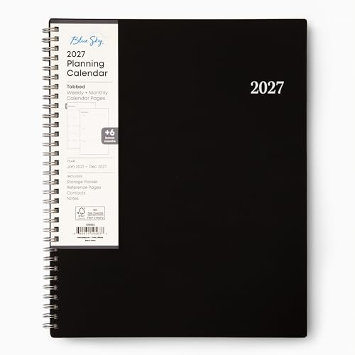 Image of Blue Sky 2027 Weekly and Monthly Planner Calendar, Includes January 2027 - December 2027, 8.5 inch x 11 inch, Flexible Cover, Wirebound, Laminated Tabs, Storage Pocket, Enterprise
