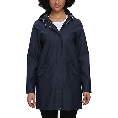 Fahsyee Raincoat Women, Waterproof Rain Jacket Ladies Hooded Windbreaker Rain Coat Outdoor Long Navy Size L Cover