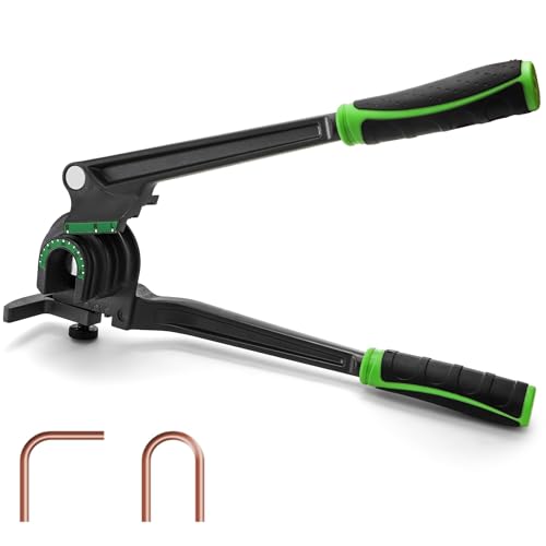 Pumtus 3 in 1 Manual Tube Bender 1/4 3/8 1/2 O.D. Copper Pipe Bender 180Carbon Steel Bending Tool with Rubber Handle HVAC Brass Thin Steel Tube Bender for AC Refrigerator Repair