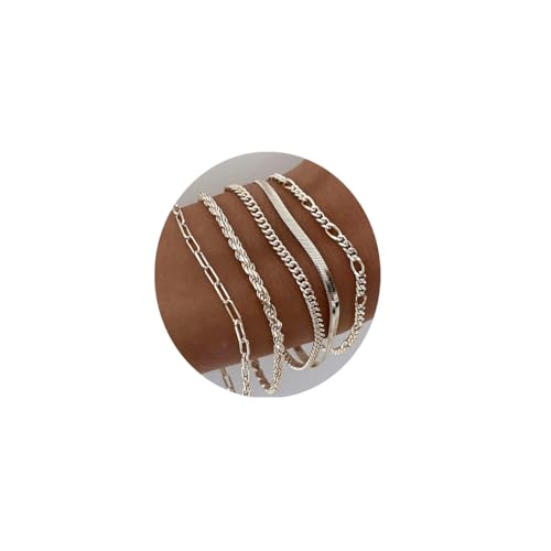 Adjustable 14K Gold-Plated Women's Chain Bracelets, Bohemian Minimalist Fashion Layered Cuban Paper Clip Chain, Jewelry Gifts