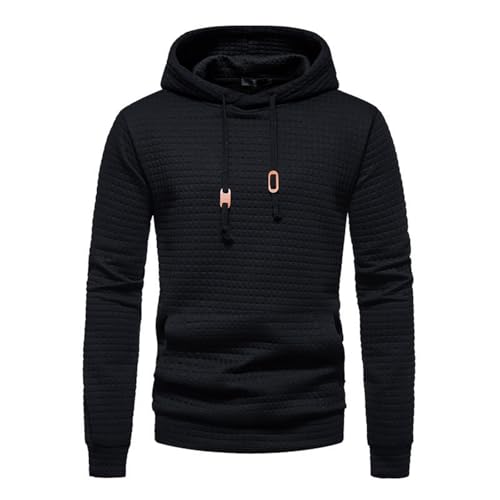 Mens Waffle Knit Hoodies Pullover Casual Long Sleeve Hooded Sweatshirt Fashion Drawstring Sweatshirts with Pockets2
