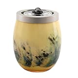 VOREEN Handblown Glass Tabletop Fountain - Art Glass Water Feature with Gentle Ambient Glow - Optional Aromatherapy for Home, Spa, Office Décor - Yellow