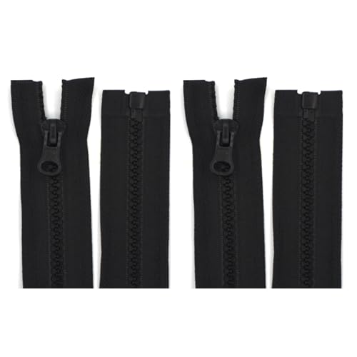 2 Pièces 65 cm Fermeture Eclair,Noir Plastique Fermeture Éclair Séparable pour vestes DIY,doudounes, manteaux, sacs, chaussures et autres produits de plein...
