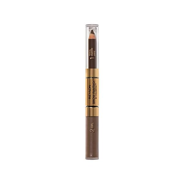 Revlon-Brow-Fantasy-Pencil-Gel-by-ColorStay-Dark-Brown Revlon Eyebrow Gel & Pencil, ColorStay Brow Fantasy 2-in-1 Eye Makeup, Longwearing with Precision Tip, 106 Dark Brown, 0.04 Oz