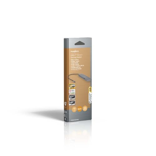 Nedis Adaptateur Multi-Ports USB - USB 3.2 Gen 1 - Connecteur USB-C™ - Micro SD / RJ45 Femelle/SD / 2 x HDMI™ / 2 x USB-C™ / 3 x USB-A Femelle - 0,40 m - Rond - Plaqué Or - TPE - Anthracite - Boîte