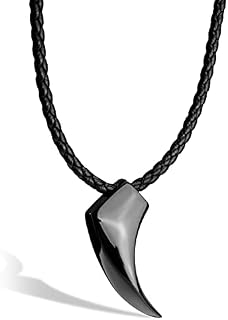 SERASAR - Leather Necklace for Men [Wolf] with Pendant - Different Lengths - With Jewellery Box - Gift Idea for Men