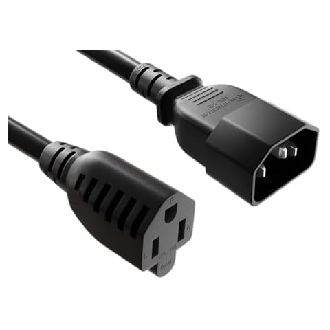 CableLeader 1ft 18 AWG NEMA 5-15R to C14 Monitor Power Adapter Cord, 10A/125V, Computer Equipment to PDU Power Cord, Black Cover