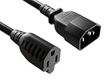 Cable Leader 6ft 18 AWG NEMA 5-15R to C14 Monitor Power Adapter Cord, 10A/125V, Computer Equipment to PDU Power Cord, Black