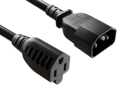 Cable Leader 6ft 18 AWG NEMA 5-15R to C14 Monitor Power Adapter Cord, 10A/125V, Computer Equipment to PDU Power Cord, Black