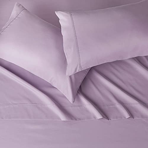 Image of Amazon Basics Lightweight Breathable Ultra-Soft Wrinkle-Free Microfiber 4-Piece Bed Sheet Set with 14-Inch Deep Pockets, Full, Frosted Lavender, Solid