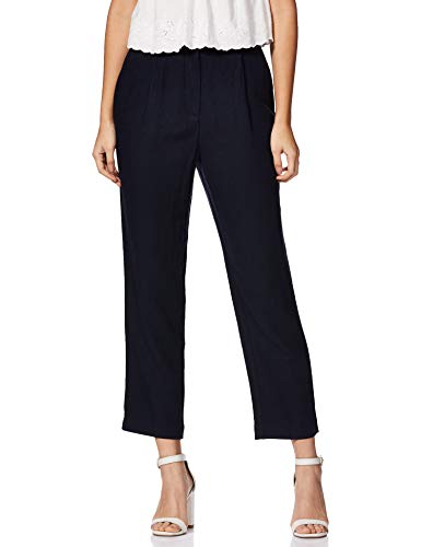 Image of Marks & Spencer Linen Blend Women's Solid High Rise Regular Fit Trouser