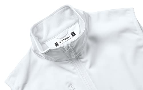 Fit Space Men's Lightweight Vest Softshell Sleeveless Windproof Jacket With Zipper Pocket Cycling Travel Hiking Running Golf (White,X-Large) #TOP2