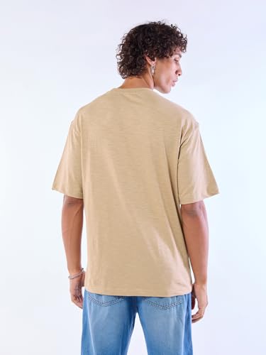 Image of Bewakoof Men's Solid Oversized Fit Half Sleeve Round Neck T-Shirt Air 1.0 | | Lightweight | Multipurpose