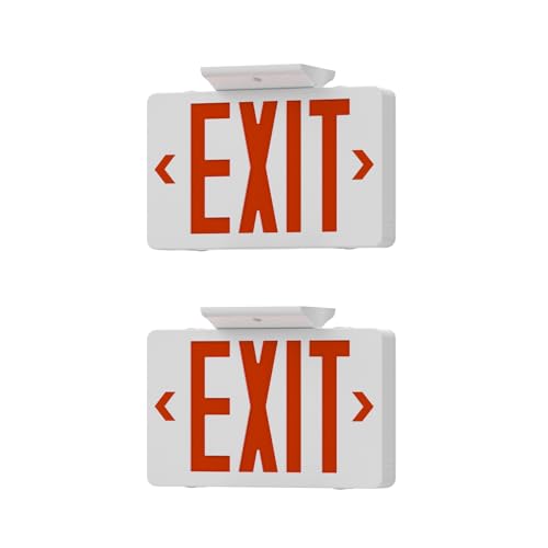RMCLUX Exit Signs with Emergency Lights Double Face Exit AC 120-277V Hardwired Exit Signs for Business Indoor ETL Listed 2 Pack