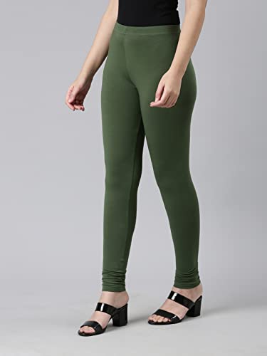 Image of GO COLORS Soft Cotton Stretch Ankle Length Leggings for Women | Breathable