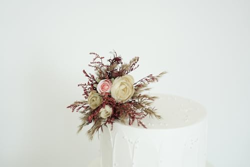 Set de Dos Decoraciones para Pastel de Boda con Flores Artificiales miniatura 4