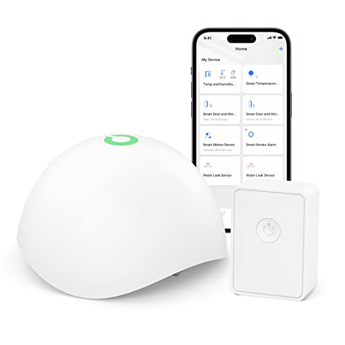 Meross Detector de Agua Inteligente, Sensor Fugas de Agua WiFi IP67 y 60 dB, Mini Detector...
