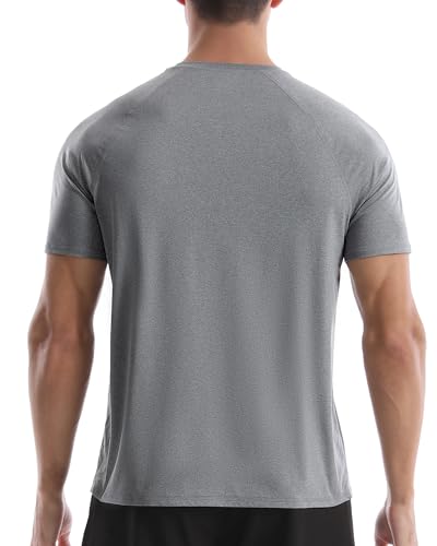 isnowood UPF 50+ Swim Shirts for Men, Sun Protection Short Sleeve Rash Guard Mens Quick Dry Surf Athletic Beach Shirt2