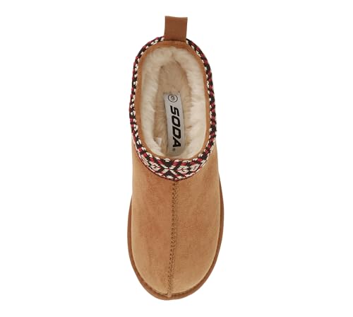 Image of Soda inchEagle inch ~ Women Round Toe Slip-On Flatform Lug Sole Sherpa-lined Slipper with Stitch Details