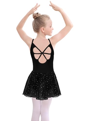 Image of EQSJIU Ballet Leotards for Girls with Removable Skirt Combo Tie Ruffle Sleeve Outfit