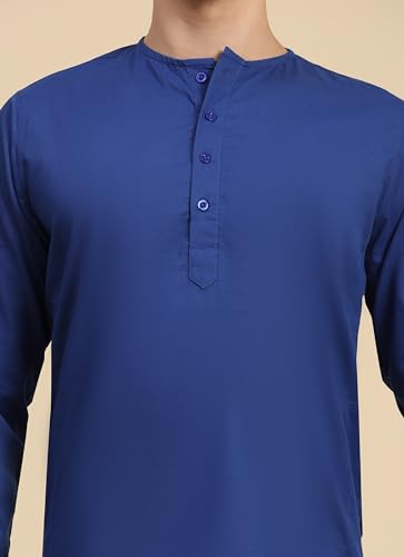 Image of SKAVIJ Men's Pure Cotton Solid Kurta Pajama Set Round Neck Casual Yoga Dress