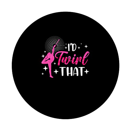 Twirler Majorettes I'd twirl that Baton Twirling PopSockets Swappable PopGrip, Black - Image 3