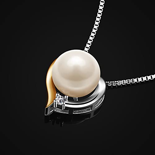 Pearl Necklace for Women,Heart Pendant necklaces Sterling Silver 925,Cubic Zirconia 18'' Jewelry for Women,Wife,Mom, Her3