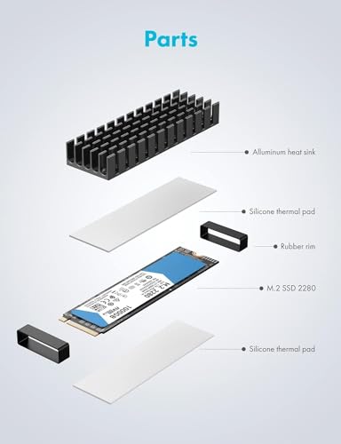 Image of CARE CASE Aluminum Heat Sinks for M.2 SSD Heatsink Cooling Radiator, PCIE M.2 SSD Cooling Fin for Laptop Computer Silicone Heat Dissipation Pads + Accessories Included (5)