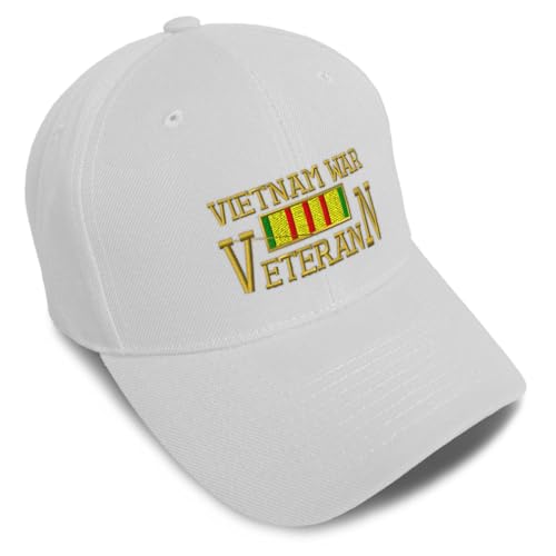 Speedy Pros Baseball Cap Vietnam Veteran War A Embroidery Acrylic Dad Hats for Men & Women Strap Closure White