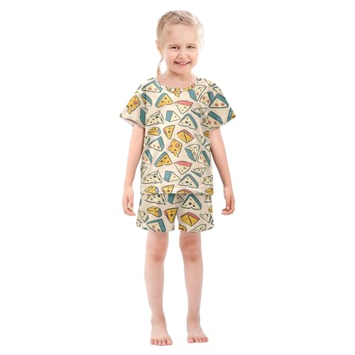 ALAZA Cartoon Cheeses Pajamas Short Sleeve 2 Piece Sleepwear Top and Bottom Pajama Set Unisex3