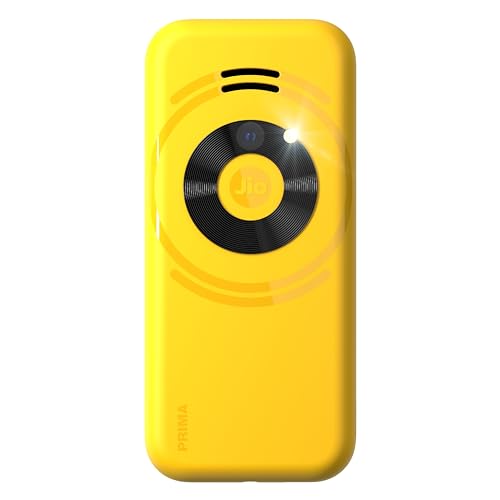 JIO JioPhone Prima 4G Keypad Phone with Premium Design, YouTube, JioTV, JioHotstar, JioSaavn, JioPay(UPI), Video Calling, LED Torch, Digital Cameras | Yellow | Locked Network