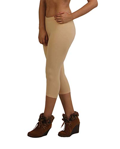 Image of Frenchtrendz Women's Cotton Spandex Stretchable Mid Rise Slim Fit Legging Capris (XS-4XL)