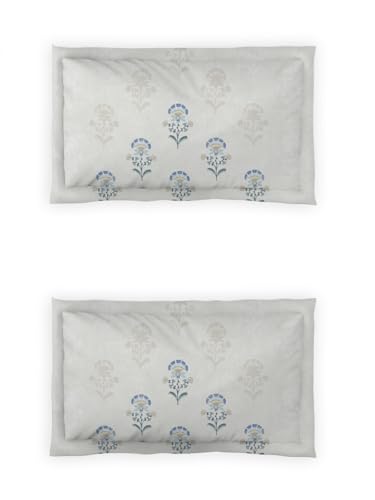 Image of DDECOR Live beautiful Cotton Queen Bed Sheet Set with 2 Pillow Covers (229 CM X 274 CM, Blue) Digital Print Global Ethnic 145TC GSM
