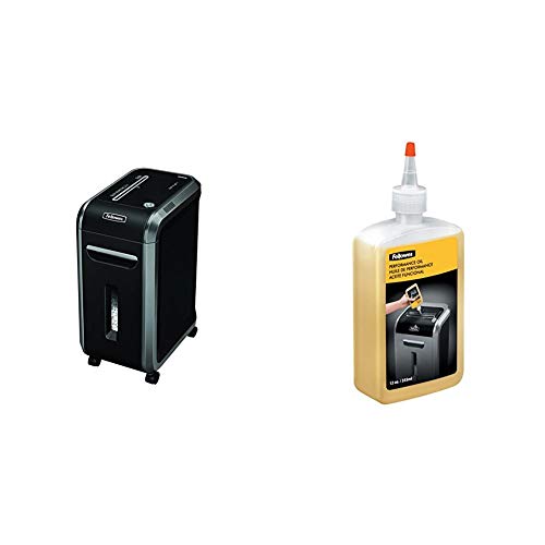 Fellowes Powershred 99Ms 14-Sheet Micro-Cut Heavy Duty Paper Shredder with Auto Reverse (4609001) & 35250 Powershred Performance Oil, 12 oz. Bottle w/Extension Nozzle