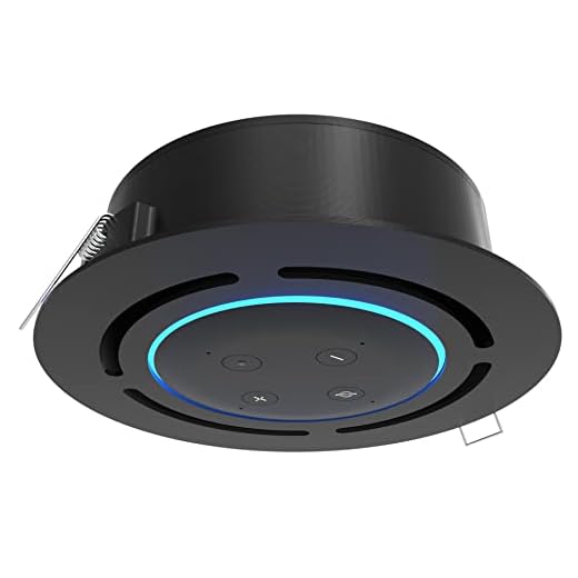 Suporte Stand Apoio para Embutir no Teto Compatível com Amazon Alexa Echo Dot 3a Geração - Speaker Smart Home - Modelo Minimalista - Preto