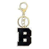Retui Red Black Letter A-Z Keychain for Women Men Purse Handbags Metal Alphabet Initial Letter Car Key Rings Novelty Key Chains (Black B)