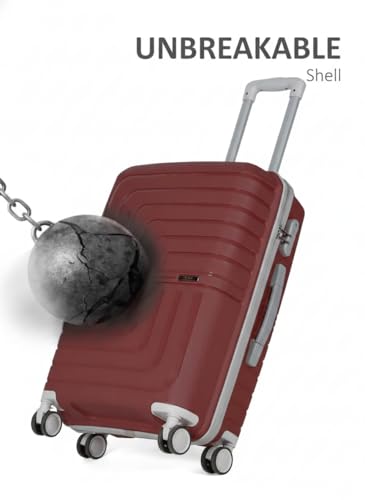 Image of Pro 8 Wheels Set of 2 (Cabin + Medium) Trolley Bags, Hard Case Polypropylene, 360º Wheeling Luggage for Men & Women, Suitcase for Travel, Trolley Bags for Travel (Maroon)