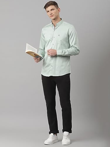 Image of Thomas Scott Men's | Solid | Full Sleeve | Regular Fit | Cotton Blend | Button Down | Single Pocket | Casual Shirt