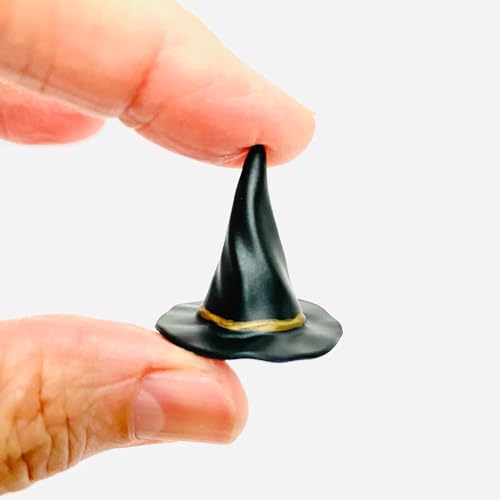 Miniature Witch Hats, Black Tiny Witch Hats, Halloween Dollhouse Miniatures, Haunted Dollhouse, Halloween Craft, Mini Wizard Hat, Terrarium, Diorama, Haunted Fairy Garden (5PCS)