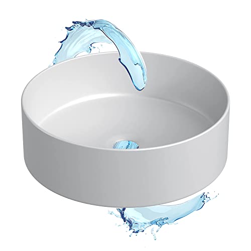 Starbath Plus - Lavabo de Cerámica - Con Forma Redonda - Color Blanco Mate- Medidas 35 x 35 x 12 cm - Ideal para Poner sobre Encimera de Muebles de Baños y Aseos