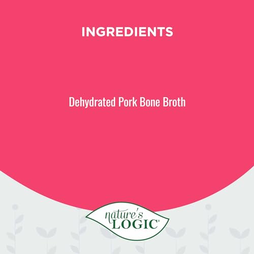 Nature's Logic Dehydrated Bone Broth Powder - 100% Natural Dog & Cat Topper - Rich in Glucosamine & Chondroitin - Boosts Immune System - Gluten-Free, No Synthetic Ingredients – Pork, 6oz