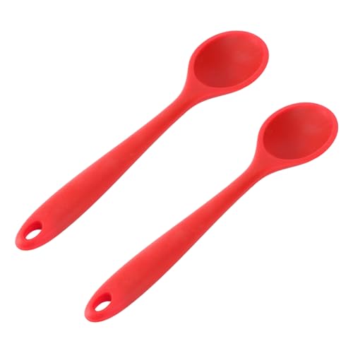OFFSCH Ergonomic Silicon Spoon Set Flat-bottom Food Scoop -free for Soup Stew Restaurant Home Random Color