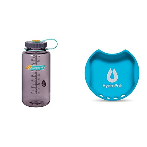 Nalgene Sustain Tritan Bpa-Free Water Bottle Made With Material Derived From 50% Plastic Waste, 32 Oz, Wide Mouth & Hydrapak Watergate Wide Mouth Splash Guard - Bpa & Pvc Free - Malibu Blue, 63Mm #TOP19