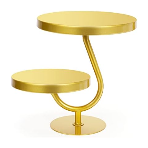 UHAPEER 2 Tier Golden Cake Stand, 8 in/10 in Pedestal Cake Display Stands, Antique Afternoon Tea Cake Stand, Round Metal Cake Cupcake Stand, Gold Dessert Cake Stand for Party Wedding Birthday Cover