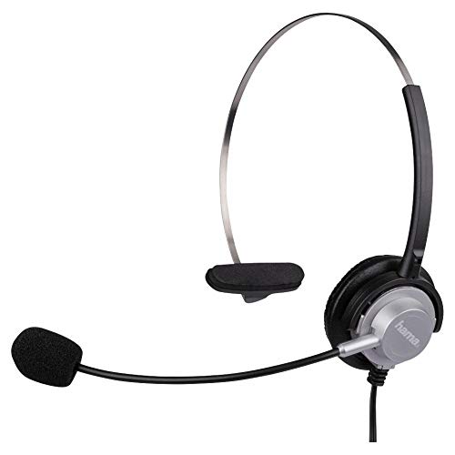 Hama Casque-micro pour téléphone sans fil (casque avec bandeau ouvert, télécommande intégrée, jack 2,5mm) Noir/Argent