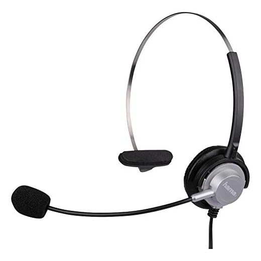 Hama Kopfbügel-Headset mit 2,5-mm-Klinkenstecker (einseitiger Kopfhörer mit Mikro, Headphone mit Ohrbügel) schwarz
