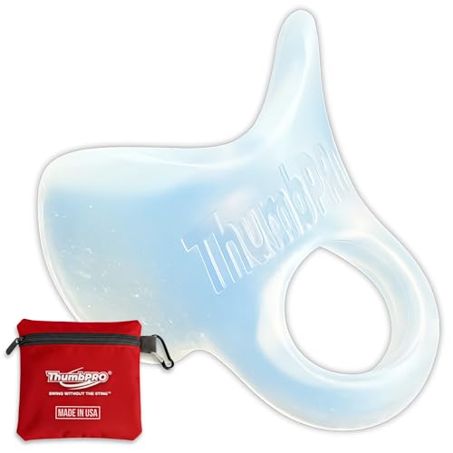 ThumbPRO Baseball Thumb Guard - Batting Aid & Grip Enhancer - Reduces Sting Improves Swing - for Baseball & Softball - All Levels Left/Right Hand - 3 Sizes (Ice Clear Medium)